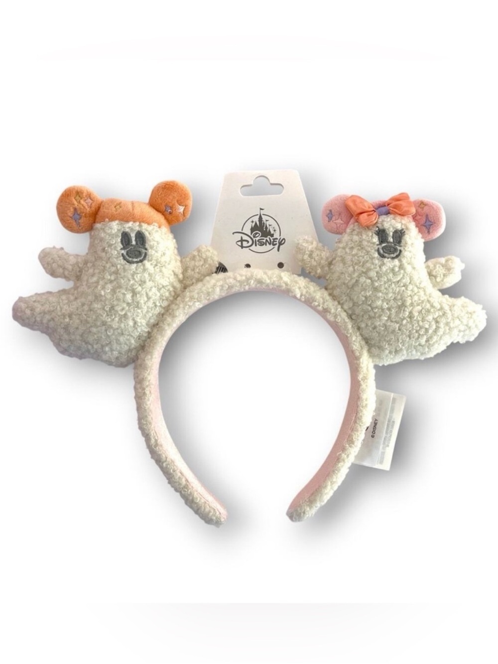 Disney Mickey & Minnie Mouse White Cutie Ghost Ears Headband with Pink Accents